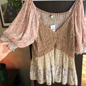 AE Multi-Pattern Paesant Blouse